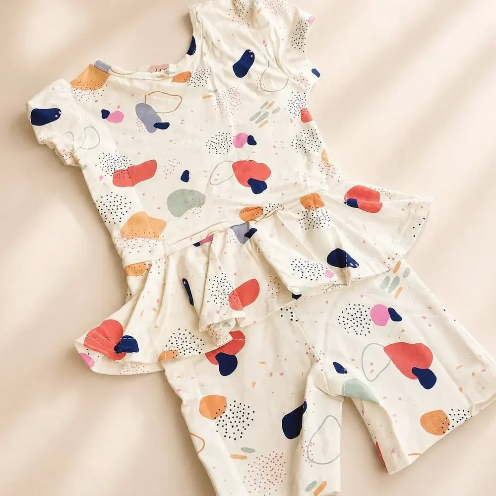 Dot Dot Smile Girls Toddler Short Sleeve Ruffle One Piece Shorts Romper 2T